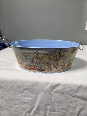 SCHYLLING 1996 Estonia Tin Basket Pail Tub Bucket Oval with Handles